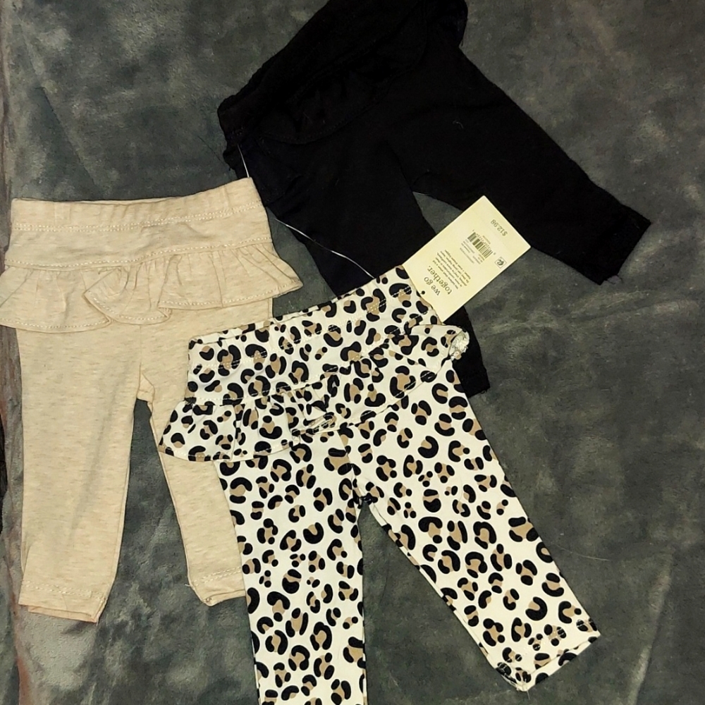 Set Of 0-3M Baby Girl Ruffled Pants